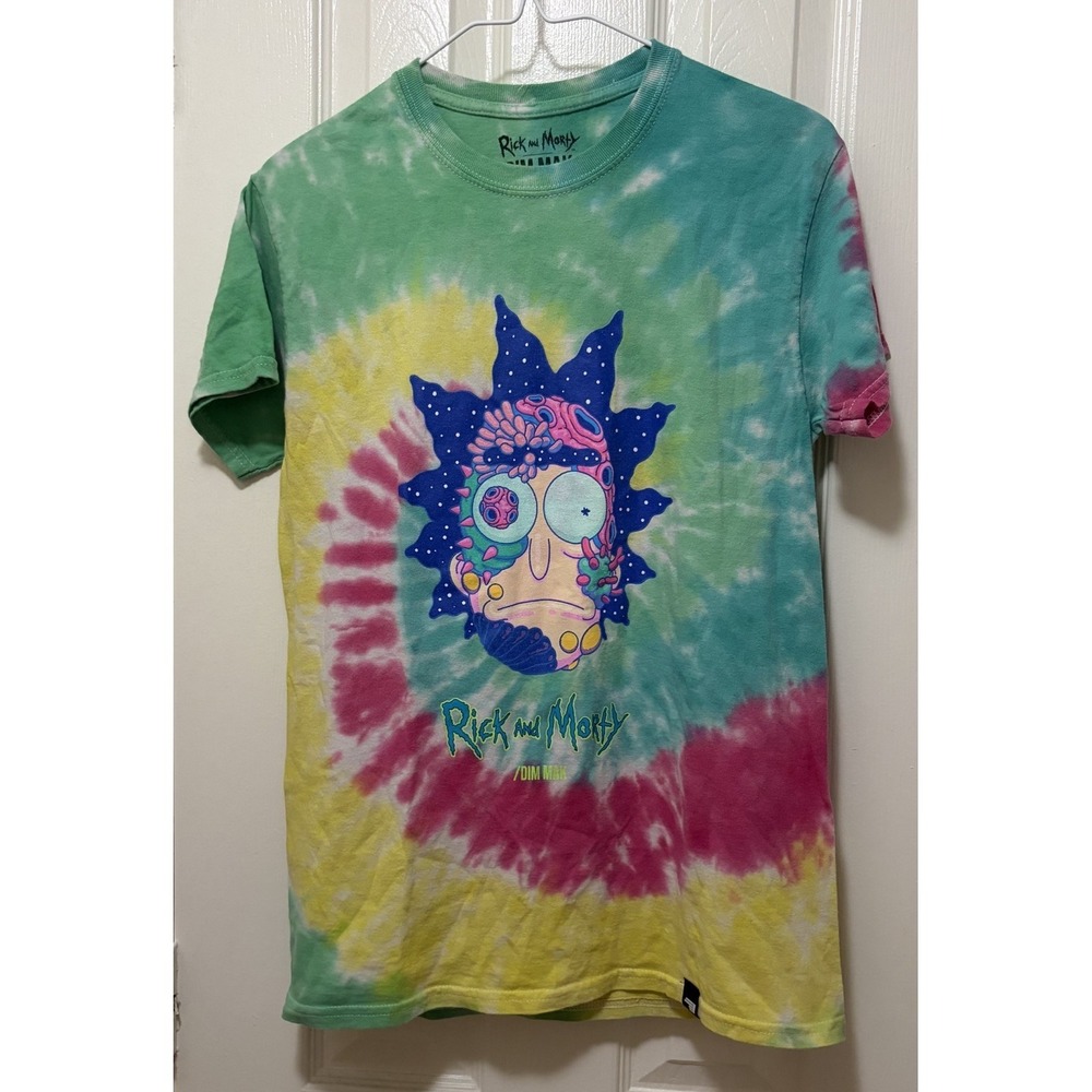 Rick And Morty X Dim Mak Graphic Tee Short Sleeve Tie Dye Size Small 100% Cotton